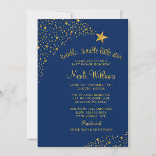 Invitation Twinkle Little Shooting Star Gold Baby shower de l