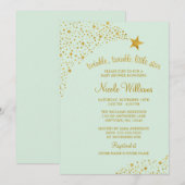 Invitation Twinkle Little Shooting Star Gold Mint Baby shower (Devant / Derrière)