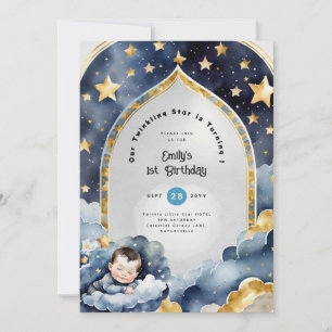 Invitation Twinkle Little Star 1er anniversaire, BABY SHOWER 
