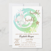 Invitation Twinkle Little Star, Baby Bear Baby shower vert (Devant)