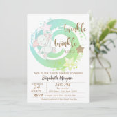 Invitation Twinkle Little Star, Baby Bear Baby shower vert (Debout devant)