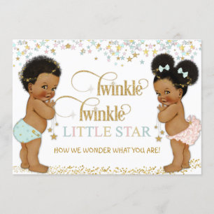 Invitation Twinkle Little Star Baby Genre Révéler Ethnique