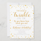 Invitation Twinkle Little Star Baby Gold Girls Anniversaire (Devant)
