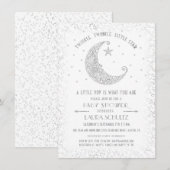 Invitation Twinkle Little Star Baby shower Argent (Devant / Derrière)