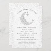 Invitation Twinkle Little Star Baby shower Argent (Devant / Derrière)