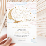 Invitation Twinkle Little Star Baby shower bleu rose<br><div class="desc">Twinkle, Twinkle Little Star. Sais-tu à quel point tu es aimé ? - Un mignon sexe rose, bleu et faux or révèlent l'invitation avec étoiles, la lune et le design de nuages. Design rose et bleu idéal pour les jumeaux ou pour les futures mamans qui ne connaissent pas le genre....</div>