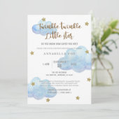Invitation Twinkle Little Star Baby shower d'aquarelle bleu d (Debout devant)