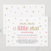Invitation Twinkle Little Star Baby shower fille, saupoudrer (Devant / Derrière)