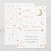Invitation Twinkle Little Star Baby shower Girl (Devant / Derrière)
