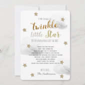 Invitation Twinkle Little Star Baby shower gris Merci (Devant)