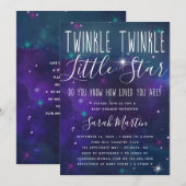 Invitation Twinkle Little Star Baby shower Invitation, Galaxy (Devant / Derrière)