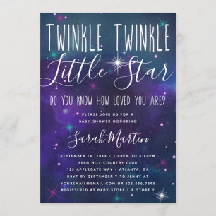 Invitation Twinkle Little Star Baby shower Invitation, Galaxy