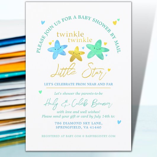 Invitation Twinkle Little Star Baby shower par courrier