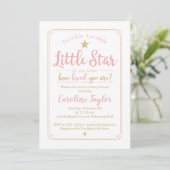 Invitation Twinkle Little Star Baby shower rose Or (Debout devant)