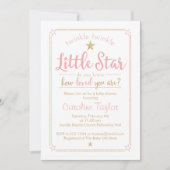 Invitation Twinkle Little Star Baby shower rose Or (Devant)