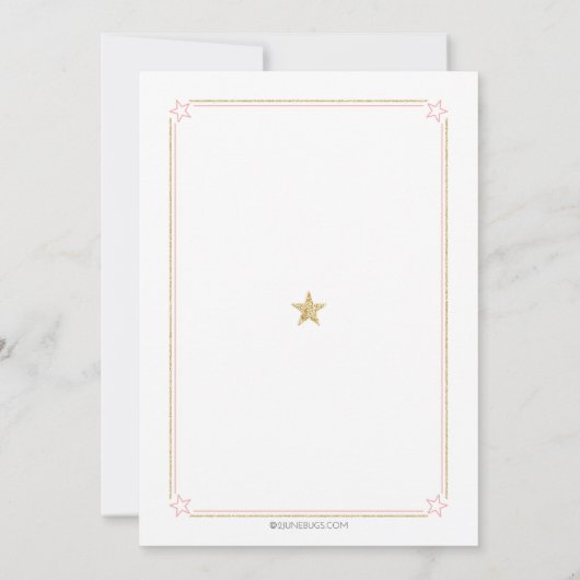 Invitation Twinkle Little Star Baby shower rose Or (Dos)