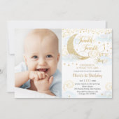 Invitation Twinkle Little Star Blue 1st Birthday Photographie (Devant)