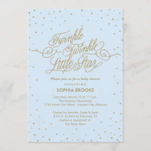 Invitation Twinkle Little Star Blue Baby Boy Douche