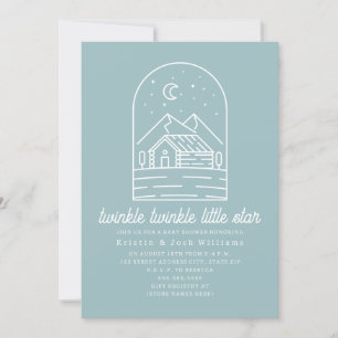Invitation Twinkle Little Star Blue Boy Baby shower