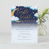 Invitation Twinkle Little Star Blue Boy Premier anniversaire (Debout devant)