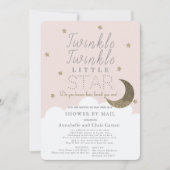 Invitation Twinkle Little Star Blush Baby shower rose par cou (Devant)