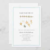 Invitation Twinkle Little Star Boho Blue Boy Baby shower (Devant / Derrière)