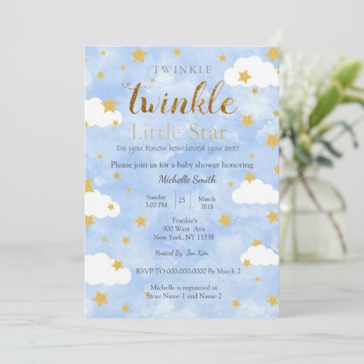 Invitation Twinkle Little Star Boy (Debout devant)