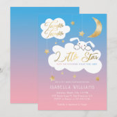 Invitation Twinkle Little Star Bunny Genre Reveal Party (Devant / Derrière)