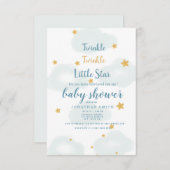 Invitation Twinkle Little Star & Cloud Baby shower (Devant / Derrière)