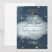 Invitation Twinkle Little Star & Cloud Baby shower (Devant / Derrière)
