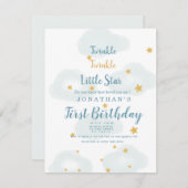 Invitation Twinkle Little Star & Cloud Baby shower (Devant / Derrière)