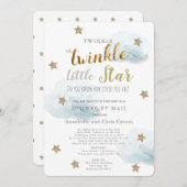 Invitation Twinkle Little Star & Cloud Baby shower Par Mail (Devant / Derrière)