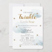 Invitation Twinkle Little Star Cloud Blue Baby shower virtuel (Devant)