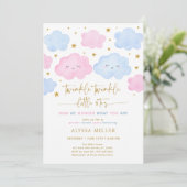Invitation Twinkle Little Star Cloud Rose Bleu Sexe Révéler (Debout devant)
