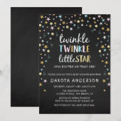 Invitation Twinkle Little Star Confetti & Chalk Baby shower (Devant / Derrière)