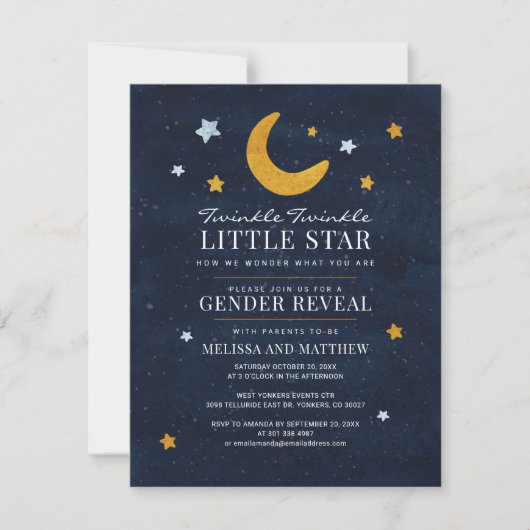 Invitation Twinkle Little Star Couples Baby Gender Reveal (Devant)