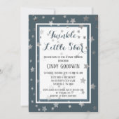 Invitation Twinkle Little Star Dusty Blue Boy Baby shower (Devant)