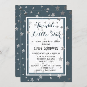 Invitation Twinkle Little Star Dusty Blue Boy Baby shower