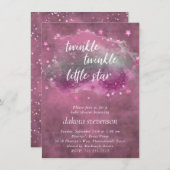 Invitation Twinkle Little Star | Dusty Mauve rose gris argent (Devant / Derrière)