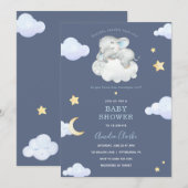 Invitation Twinkle Little Star Elephant Baby shower (Devant / Derrière)