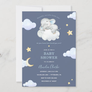 Invitation Twinkle Little Star Elephant Baby shower