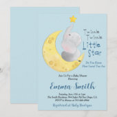 Invitation Twinkle Little Star Elephant Baby shower (Devant / Derrière)