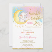 Invitation Twinkle Little Star Elephant Baby Sprinkle Girl (Devant)