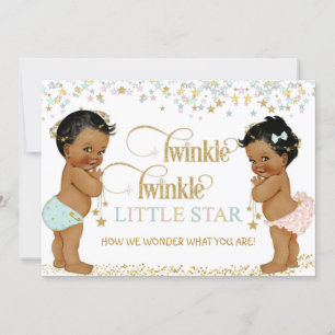 Invitation Twinkle Little Star Ethnic Baby Genre Neutre