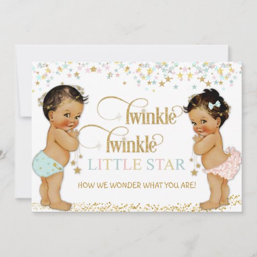 Invitation Twinkle Little Star Ethnic Baby Genre Neutre (Devant)