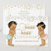 Invitation Twinkle Little Star Ethnic Baby Genre Neutre (Devant / Derrière)