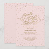 Invitation Twinkle Little Star Fancy Or et Rose Baby Shower (Devant / Derrière)
