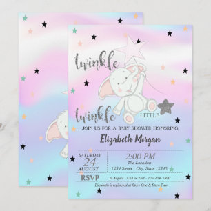 Invitation Twinkle Little Star, Fête Prénatale Bébé Ours Holo