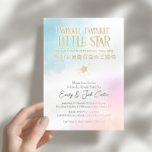 Invitation Twinkle Little Star Genre Révélation Rétro Rose Bl