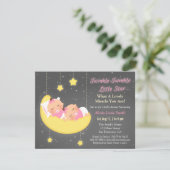 Invitation Twinkle Little Star Girl Twins Baby shower personn (Debout devant)